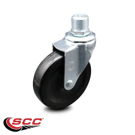Service Caster 4 Inch Soft Rubber Wheel with ¾ NPT Pipe Thread Stem Swivel Caster SCC SCC-PS05S410-SRS-34NPT